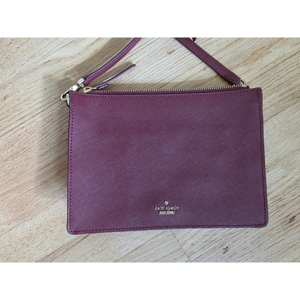 Kate Spade New York Fox Crossbody Bag Burgundy Saffiano Leather Whimsical Purse - Picture 3 of 10